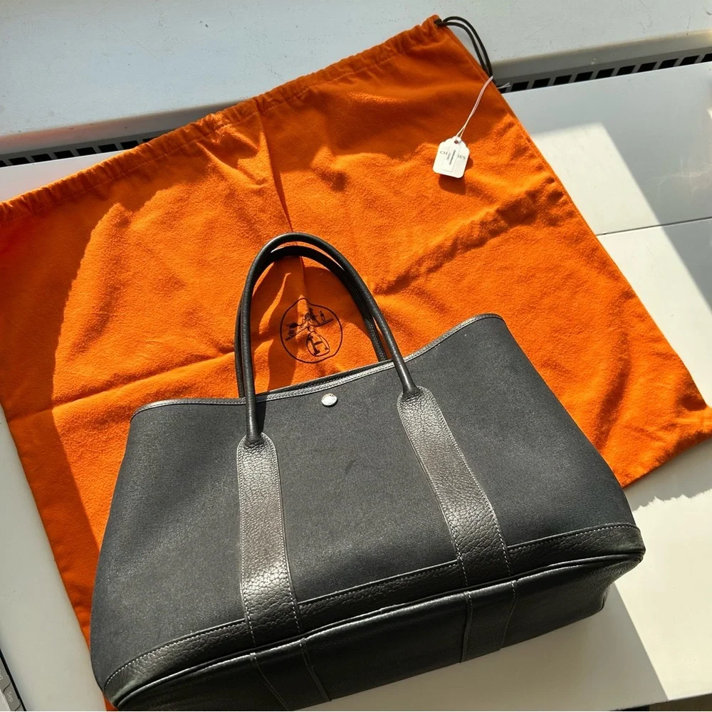 HERMÈS Black Large Garden Party 36 Canvas Bag - Picture 5 of 12